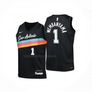 Maglia Bambino San Antonio Spurs Victor Wembanyama No 1 Citta 2025-26 Nero
