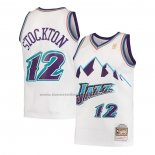 Maglia Bambino Utah Jazz John Stockton #12 Hardwood Classics Throwback 1996-97 Bianco