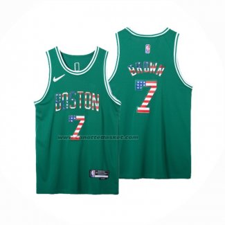 Maglia Boston Celtics Jaylen Brown NO 7 75th Bandera Edition Verde