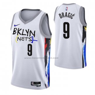 Maglia Brooklyn Nets Goran Dragic #9 Citta 2022-23 Bianco