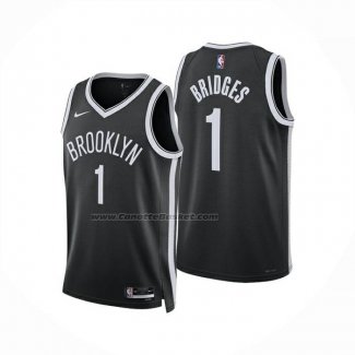 Maglia Brooklyn Nets Mikal Bridges No 1 Icon 2025-26 Nero