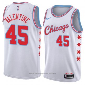 Maglia Chicago Bulls Denzel Valentine #45 Citta 2018 Bianco