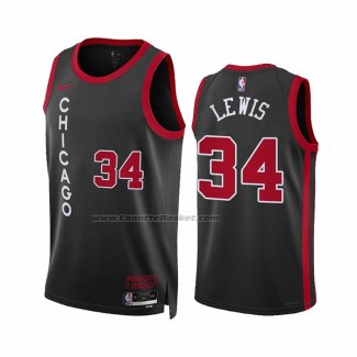 Maglia Chicago Bulls Justin Lewis #34 Citta 2023-24 Nero