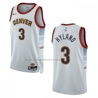 Maglia Denver Nuggets Nahshon Hyland #3 Citta 2022-23 Bianco