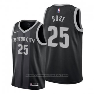 Maglia Detroit Pistons Derrick Rose #25 Citta Nero