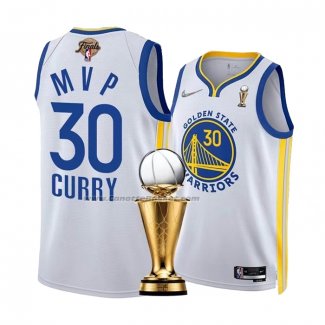 Maglia Golden State Warriors Stephen Curry #30 MVP 2022 NBA Finals Bianco