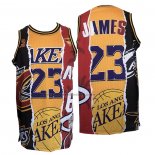 Maglia Los Angeles Lakers LeBron James NO 23 Heat Cavaliers Nero Rosso Giallo