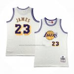 Maglia Los Angeles Lakers LeBron James #23 Mitchell & Ness Chainstitch Crema