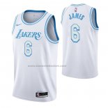 Maglia Los Angeles Lakers LeBron James NO 6 Citta 2021-22 Bianco