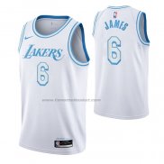 Maglia Los Angeles Lakers LeBron James NO 6 Citta 2021-22 Bianco