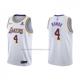 Maglia Los Angeles Lakers Rajon Rondo NO 4 Association 2021-22 Bianco