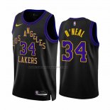 Maglia Los Angeles Lakers Shaquille O'neal #34 Citta 2023-24 Nero
