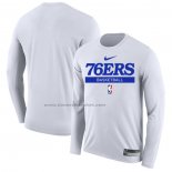 Maglia Manica Lunga Philadelphia 76ers Practice Performance 2022-23 Bianco