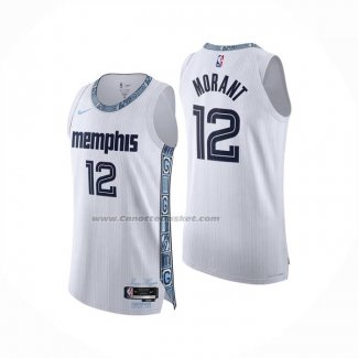 Maglia Memphis Grizzlies Ja Morant No 12 Citta Authentic 2025-26 Bianco