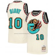 Maglia Memphis Grizzlies Mike Bibby #10 Mitchell & Ness Chainstitch Crema