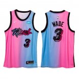 Maglia Miami Heat Dwyane Wade #3 Citta 2020-21 Blu Rosa