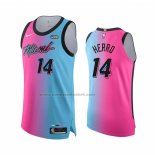 Maglia Miami Heat Tyler Herro #14 Citta 2020-21 Autentico Blu Rosa