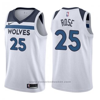 Maglia Minnesota Timberwolves Derrick Rose #25 Association 2017-18 Bianco