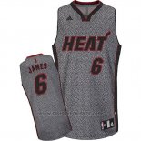 Maglia Moda Statico Miami Heat LeBron James #6 Grigio