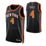 Maglia New York Knicks Derrick Rose NO 4 Citta 2021-22 Nero