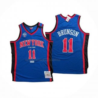 Maglia New York Knicks Jalen Brunson No 11 Mitchell & Ness Hardwood Classics Blu