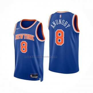 Maglia New York Knicks Og Anunoby No 8 Icon 2025-26 Blu