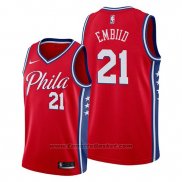 Maglia Philadelphia 76ers Joel Embiid #21 Statement Edition Rosso