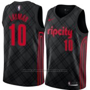 Maglia Portland Trail Blazers Jake Layman #10 Citta 2018 Nero