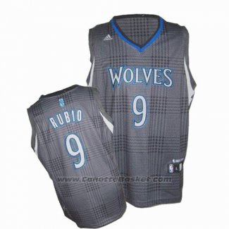 Maglia Ritmo Moda Minnesota Timberwolves Ricky Rubio #9 Grigio