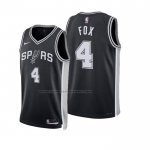 Maglia San Antonio Spurs Deaaron Fox No 4 Icon 2024-25 Nero