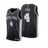 Maglia San Antonio Spurs Deaaron Fox No 4 Icon 2024-25 Nero