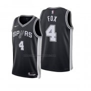 Maglia San Antonio Spurs Deaaron Fox No 4 Icon 2024-25 Nero