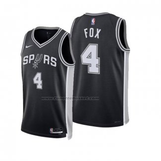 Maglia San Antonio Spurs Deaaron Fox No 4 Icon 2024-25 Nero