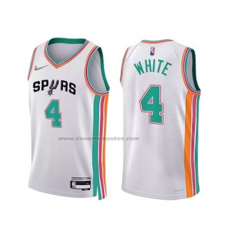 Maglia San Antonio Spurs Derrick White NO 4 Citta 2021-22 Bianco