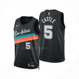 Maglia San Antonio Spurs Stephon Castle No 5 Citta 2025-26 Nero