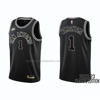 Maglia San Antonio Spurs Victor Wembanyama #1 Classic 2022-23 Nero