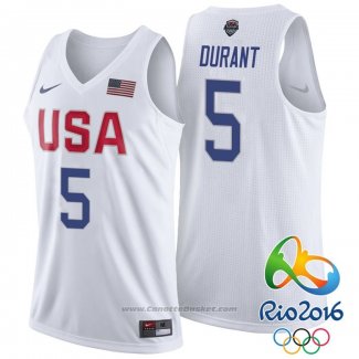 Maglia USA 2016 Kevin Durant #5 Bianco