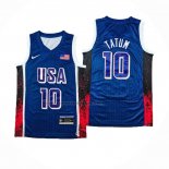 Maglia USA 2024 Jayson Tatum #10 Blu1