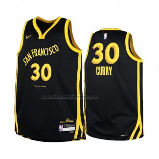 Maglia Bambino Golden State Warriors Stephen Curry #30 Citta 2023-24 Nero