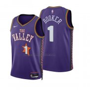 Maglia Bambino Phoenix Suns Devin Booker No 1 Citta 2024-25 Viola
