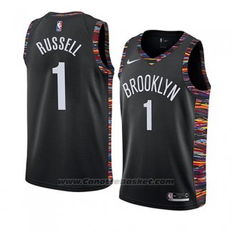 Maglia Brooklyn Nets D'angelo Russell #1 Citta 2018-19 Nero