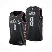 Maglia Brooklyn Nets Egor Demin No 8 Citta 2025-26 Nero