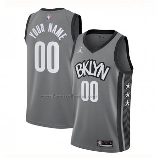 Maglia Brooklyn Nets Personalizzate Statement Grigio