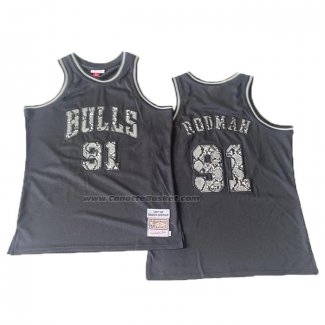 Maglia Chicago Bulls Dennis Rodman #91 Mitchell & Ness 1997-98 Nero1