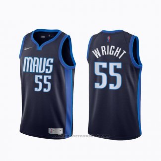 Maglia Dallas Mavericks Delon Wright #55 Earned 2020-21 Blu