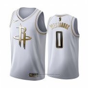 Maglia Golden Edition Houston Rockets Russell Westbrook #0 Bianco