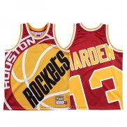 Maglia Houston Rockets James Harden #13 Mitchell & Ness Big Face Rosso