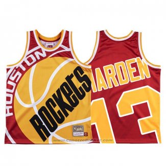 Maglia Houston Rockets James Harden #13 Mitchell & Ness Big Face Rosso