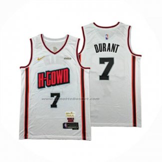 Maglia Houston Rockets Kevin Durant No 7 Citta 2024-25 Bianco