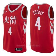 Maglia Houston Rockets P.j. Tucker #4 Citta 2017-18 Rosso